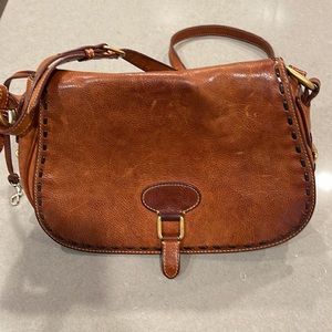 Dooney & Bourke pure leather hand bag with long strap and key holder